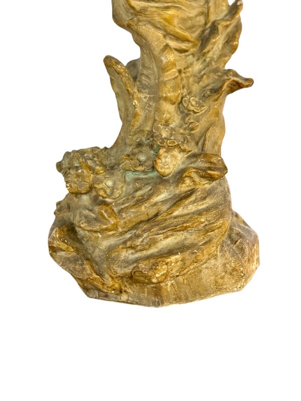 Large French Art Nouveau Polychrome Plaster Statue of a Floral Maiden, c.1900