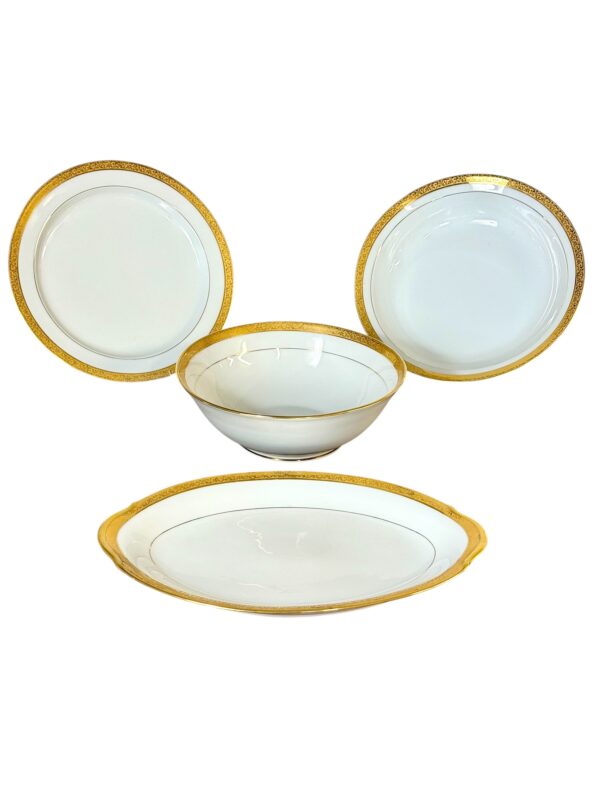 Limoges Porcelain Dinner Set with Gold Trim, 41 Piece Circa 1930s