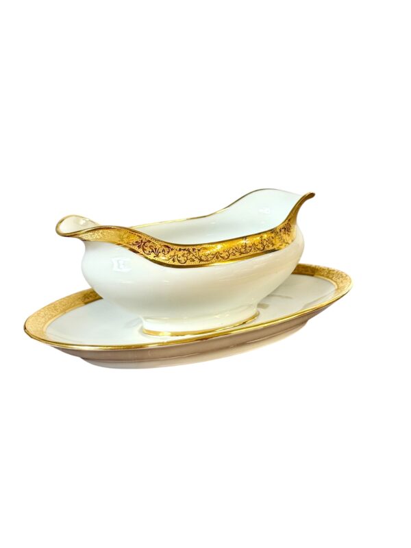 Limoges Porcelain Dinner Set with Gold Trim, 41 Piece Circa 1930s