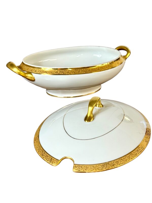 Limoges Porcelain Dinner Set with Gold Trim, 41 Piece Circa 1930s