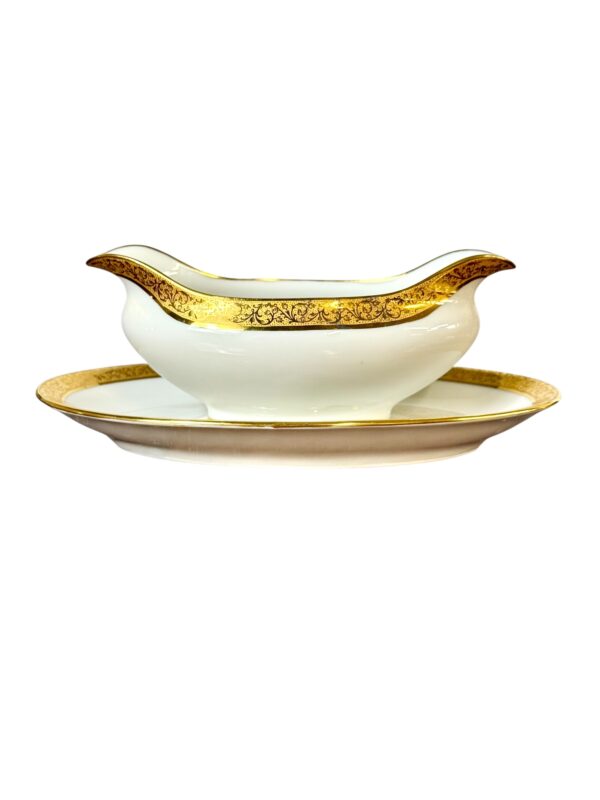 Limoges Porcelain Dinner Set with Gold Trim, 41 Piece Circa 1930s