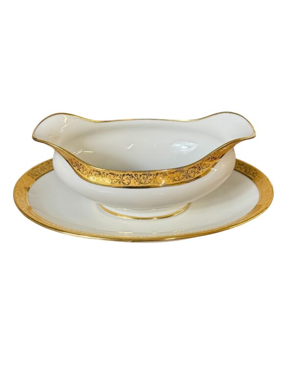 Limoges Porcelain Dinner Set with Gold Trim, 41 Piece Circa 1930s