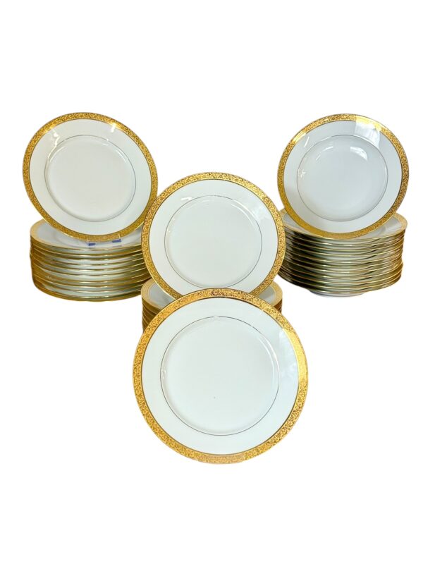 Limoges Porcelain Dinner Set with Gold Trim, 41 Piece Circa 1930s