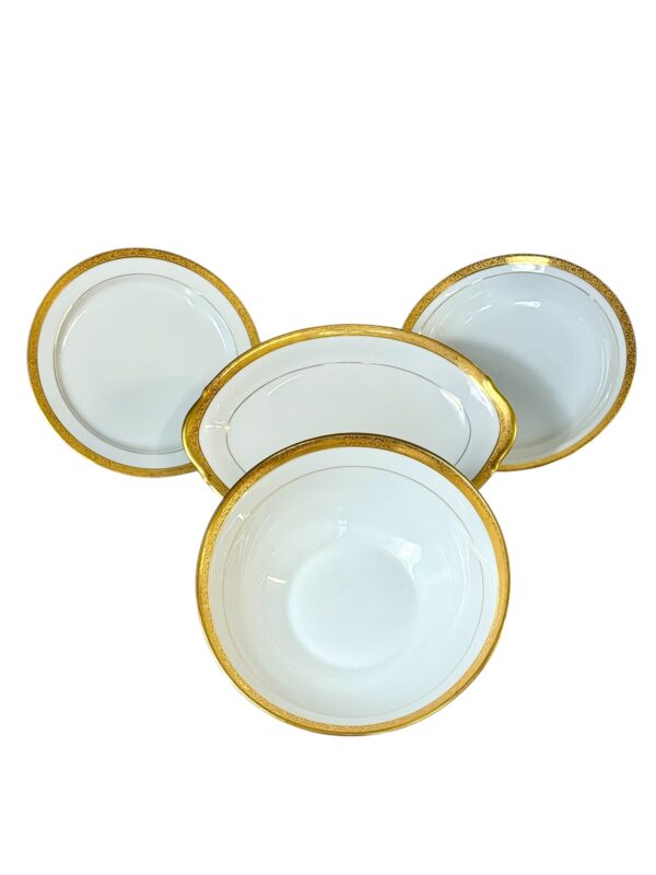 Limoges Porcelain Dinner Set with Gold Trim, 41 Piece Circa 1930s