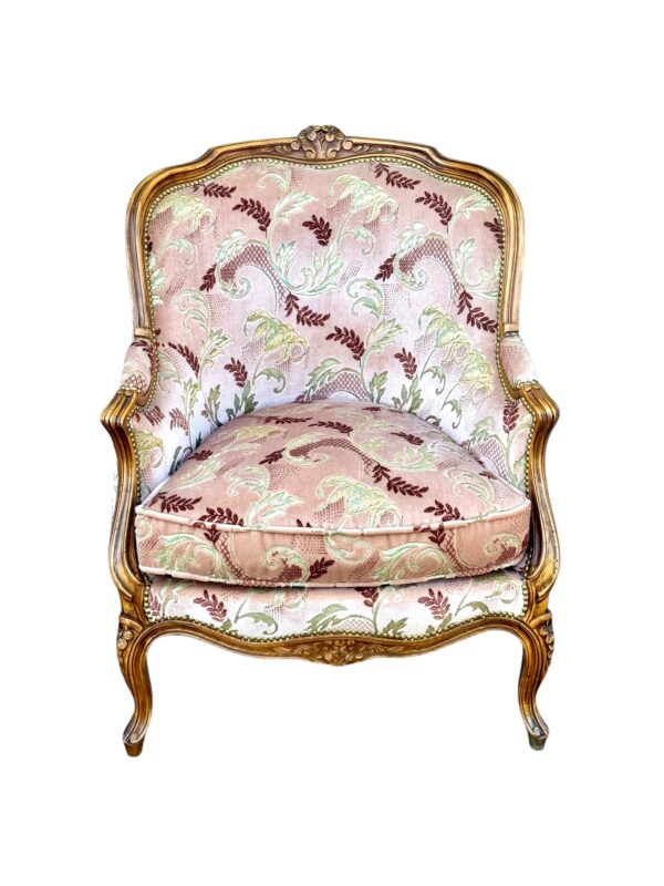 Louis XV Style Carved French Walnut Bergère, Late 19th Century