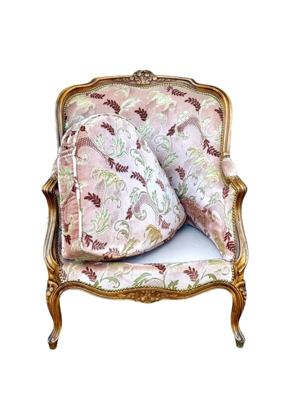 Louis XV Style Carved French Walnut Bergère, Late 19th Century