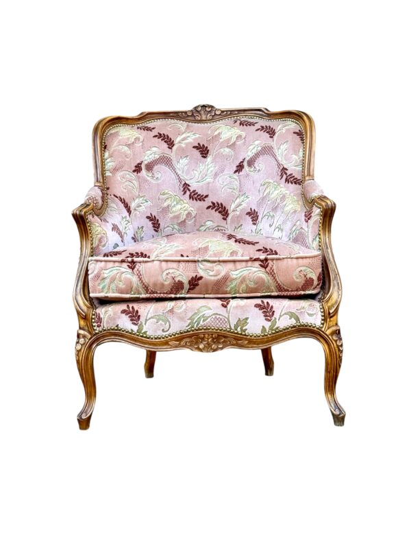 Louis XV Style Carved French Walnut Bergère, Late 19th Century