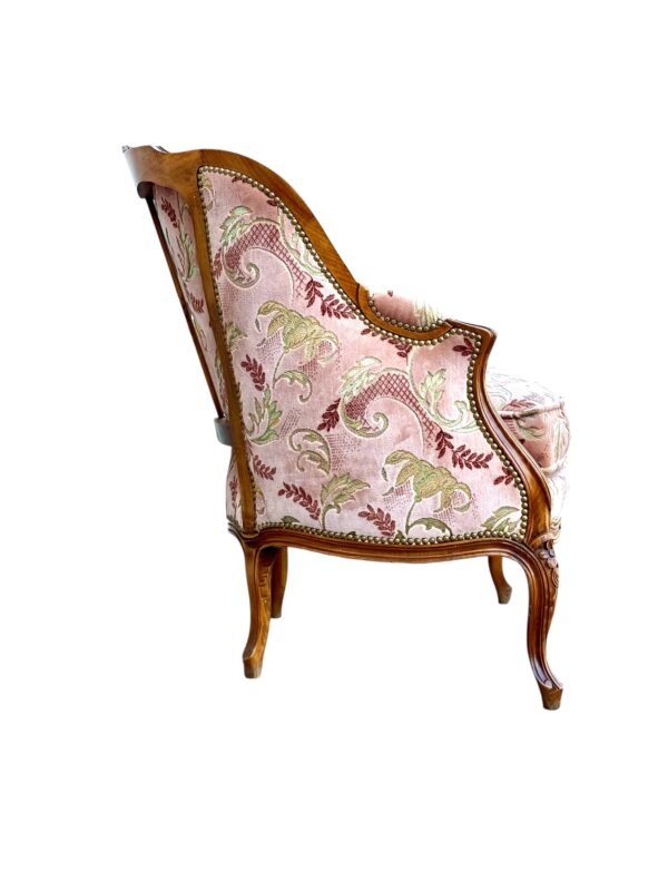 Louis XV Style Carved French Walnut Bergère, Late 19th Century