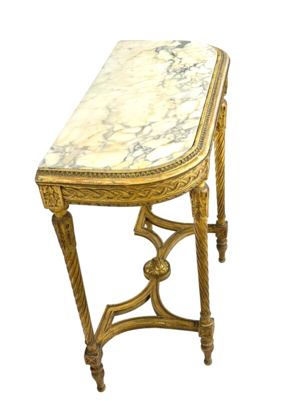 Louis XVI Style Giltwood Console with Marble Top, 19th Century