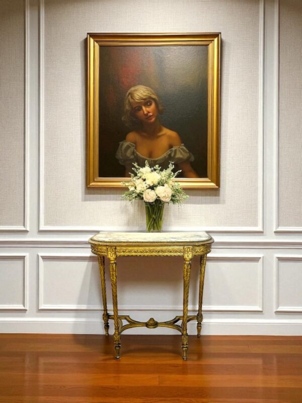 Louis XVI Style Giltwood Console with Marble Top, 19th Century - Image 2