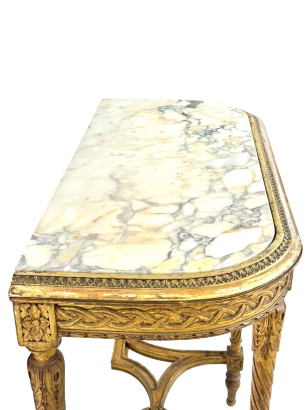 Louis XVI Style Giltwood Console with Marble Top, 19th Century - Image 5