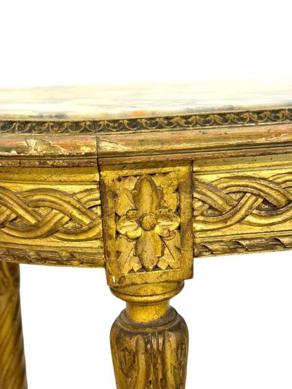 Louis XVI Style Giltwood Console with Marble Top, 19th Century - Image 6