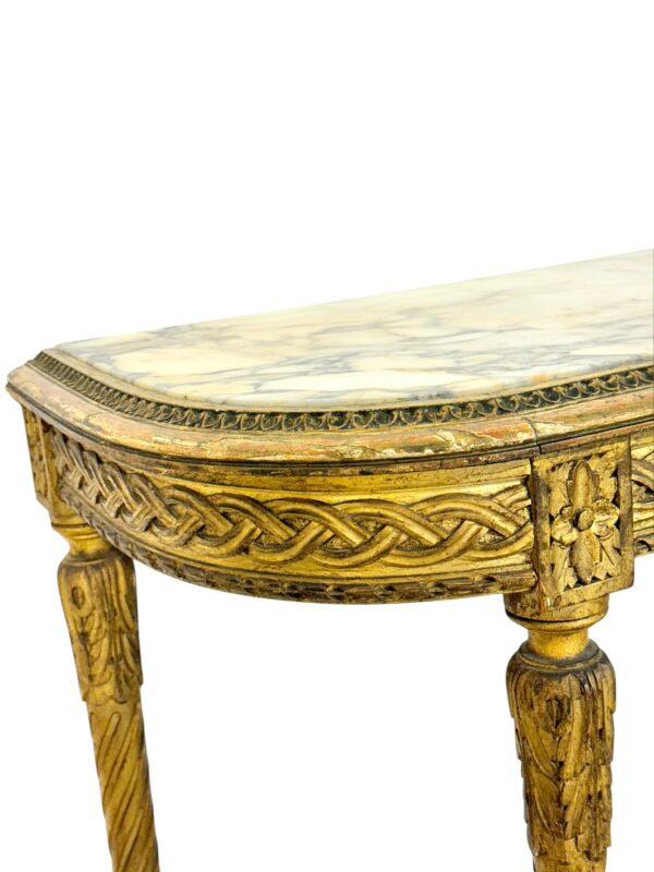 Louis XVI Style Giltwood Console with Marble Top, 19th Century