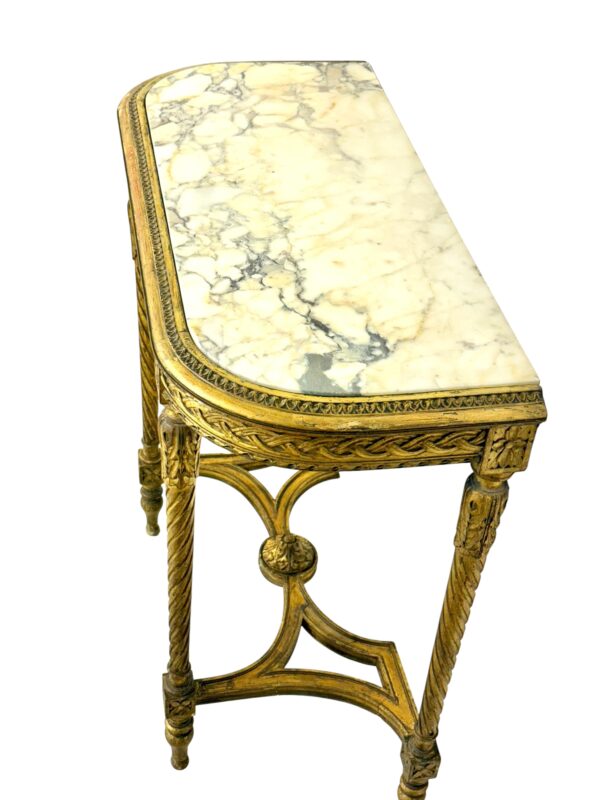 Louis XVI Style Giltwood Console with Marble Top, 19th Century - Image 9