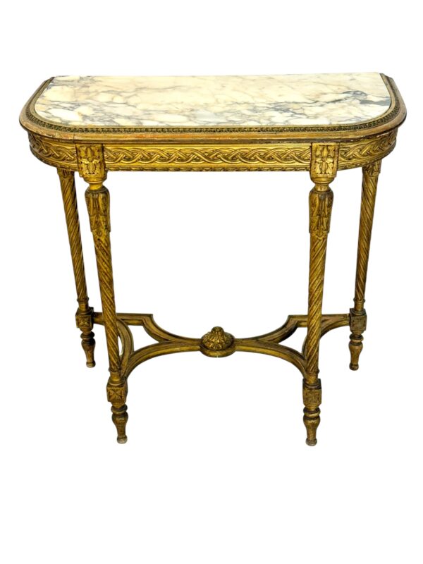 Louis XVI Style Giltwood Console with Marble Top, 19th Century - Image 11