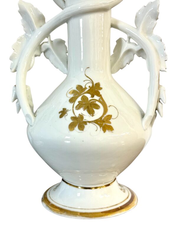 Pair of 19th C. Paris Porcelain Vases with Gilt Handles and Floral Painting - Image 13