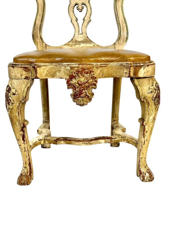 Rare Set of 10 Italian Rococo Dining Chairs with Distressed Patina, c.1800