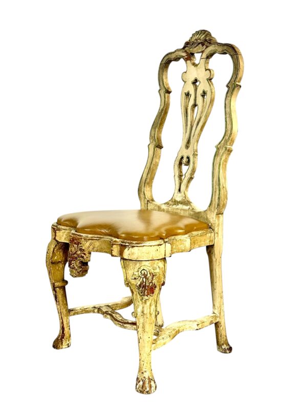 Rare Set of 10 Italian Rococo Dining Chairs with Distressed Patina, c.1800