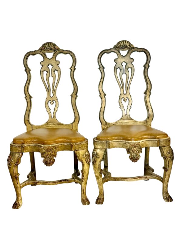 Rare Set of 10 Italian Rococo Dining Chairs with Distressed Patina, c.1800