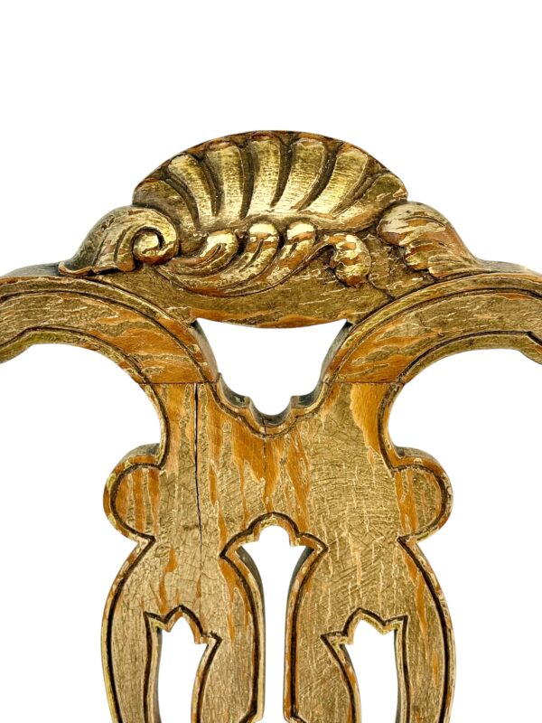 Rare Set of 10 Italian Rococo Dining Chairs with Distressed Patina, c.1800