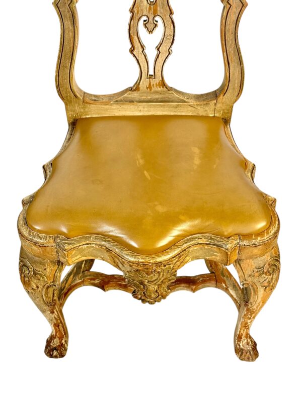 Rare Set of 10 Italian Rococo Dining Chairs with Distressed Patina, c.1800