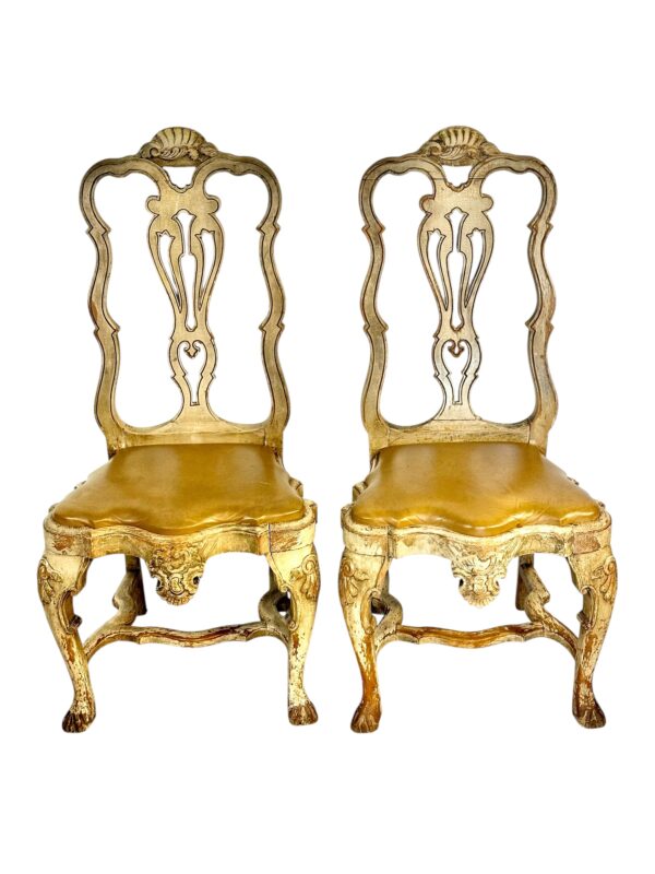 Rare Set of 10 Italian Rococo Dining Chairs with Distressed Patina, c.1800