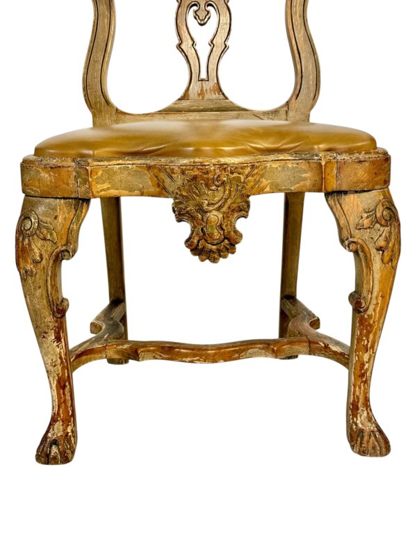 Rare Set of 10 Italian Rococo Dining Chairs with Distressed Patina, c.1800