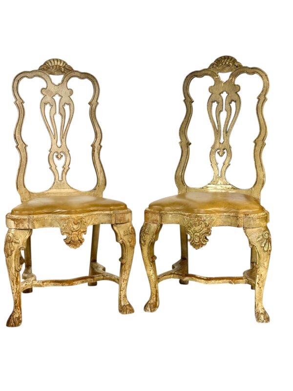Rare Set of 10 Italian Rococo Dining Chairs with Distressed Patina, c.1800