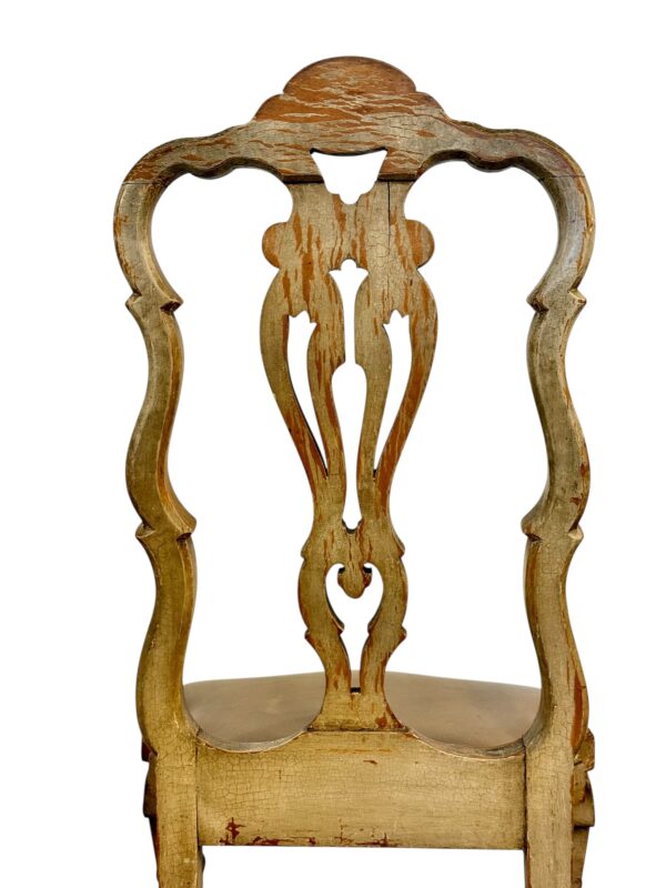 Rare Set of 10 Italian Rococo Dining Chairs with Distressed Patina, c.1800