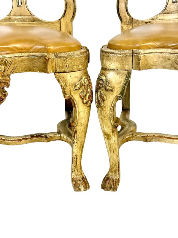 Rare Set of 10 Italian Rococo Dining Chairs with Distressed Patina, c.1800