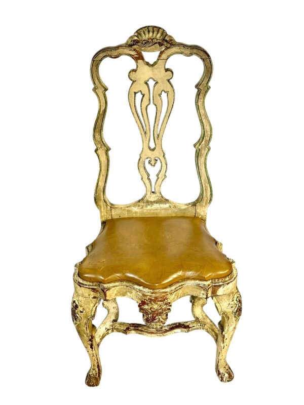 Rare Set of 10 Italian Rococo Dining Chairs with Distressed Patina, c.1800