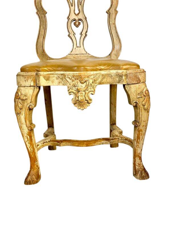 Rare Set of 10 Italian Rococo Dining Chairs with Distressed Patina, c.1800
