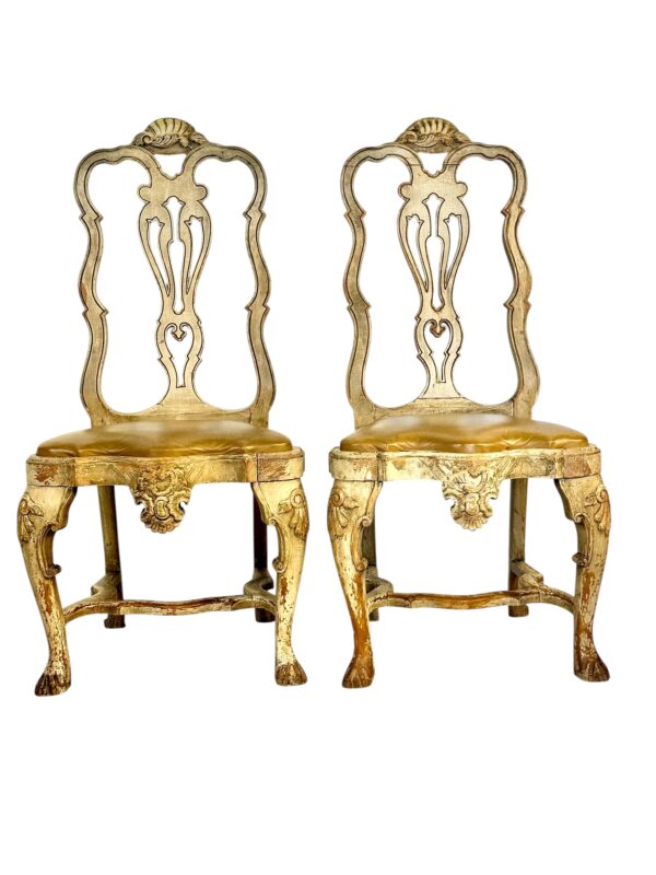 Rare Set of 10 Italian Rococo Dining Chairs with Distressed Patina, c.1800