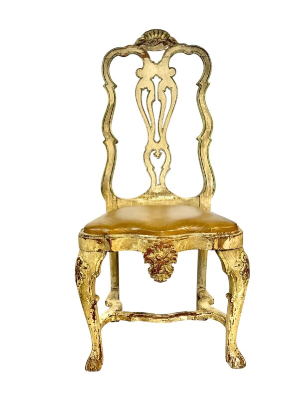 Rare Set of 10 Italian Rococo Dining Chairs with Distressed Patina, c.1800