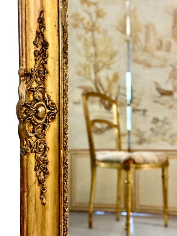 Rectangular Napoleon III Gilded Mirror with Rococo Carvings, France circa 1860