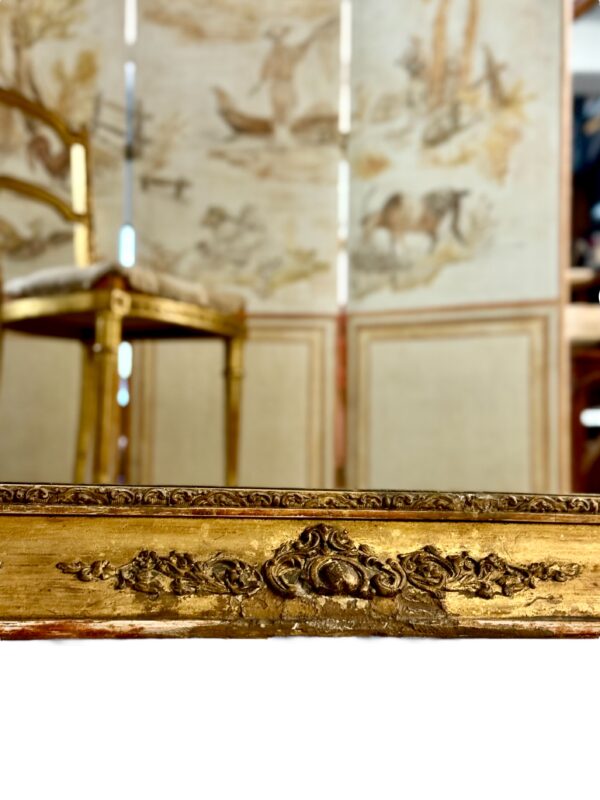 Rectangular Napoleon III Gilded Mirror with Rococo Carvings, France circa 1860