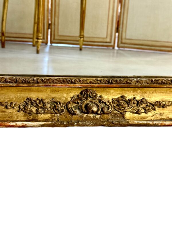 Rectangular Napoleon III Gilded Mirror with Rococo Carvings, France circa 1860