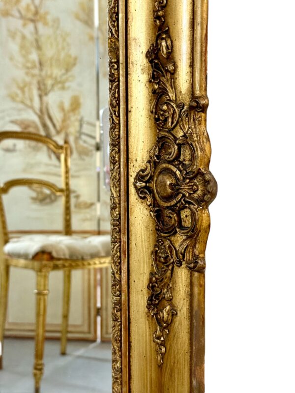 Rectangular Napoleon III Gilded Mirror with Rococo Carvings, France circa 1860