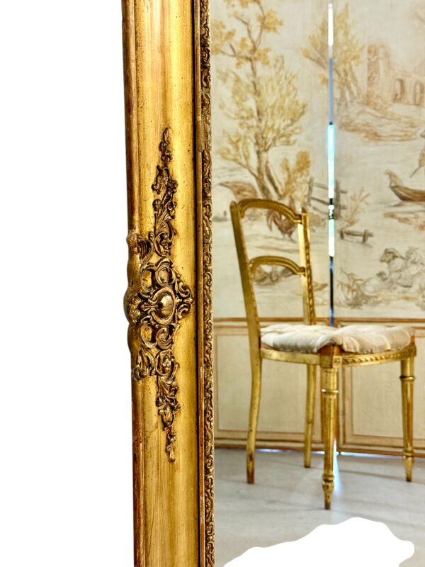 Rectangular Napoleon III Gilded Mirror with Rococo Carvings, France circa 1860