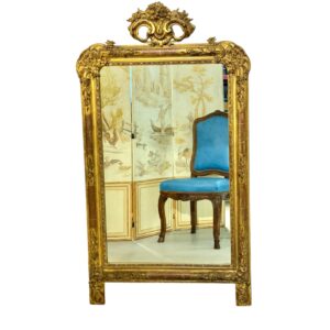 19th Century Louis XVI Giltwood Console Mirror with Carved Details