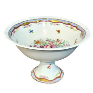 Antique Limoges Porcelain Pedestal Compote with Hand-Painted Floral Motifs