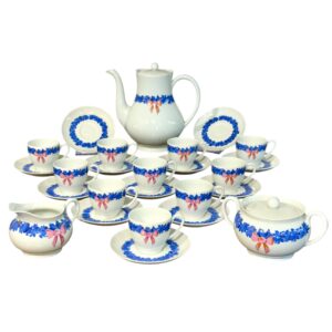 Haviland Limoges Coffee Service with Blue and Pink Floral Motifs