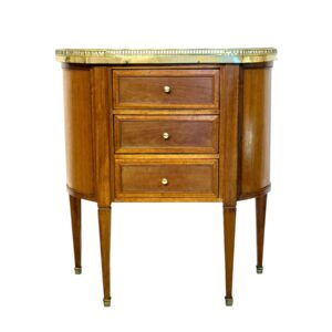 Petite French Walnut Demilune Commode, Marble Top, Late 19th Century