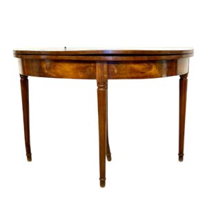 Walnut Demilune Game Table Console with Green Felt Top, Late 18th Century