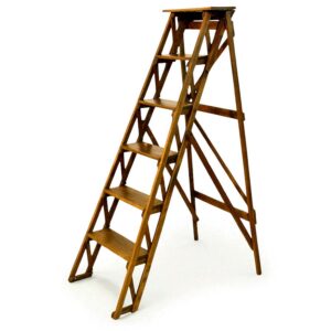19th Century French Folding Library Step Ladder in Walnut