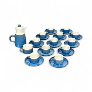 Denby England, Blue and White Coffee Set, Mid-20th Century