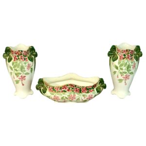 Floral Ceramic Garniture “Pervenche” by K&G in Luneville