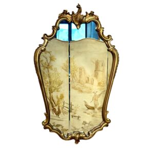 French Louis XV Style Giltwood Rococo Wall Mirror, 20th Century