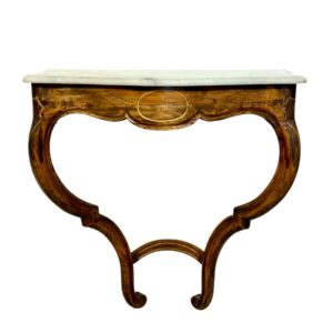 Louis XV Walnut Wall Console with Carrara Marble, c.1890