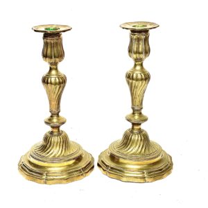 Pair of Gilt Bronze Candlesticks, France 18th Century